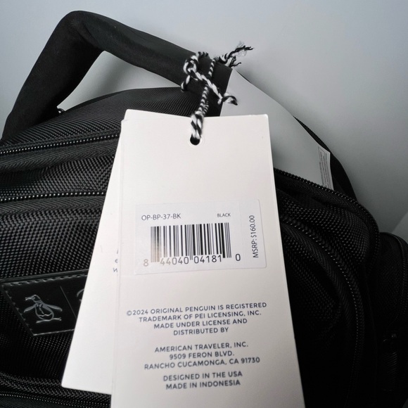 ORIGINAL PENGUIN 9 Pocket Laptop Backpack Padded back & straps - Black - Picture 15 of 16